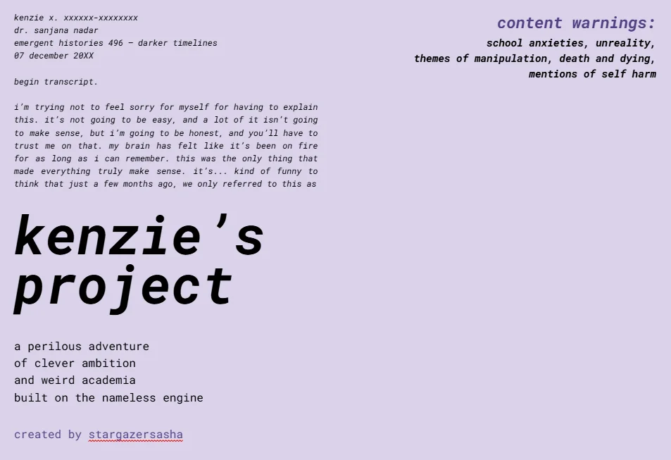 Kenzie's Project Featured image for Kenzie's Project